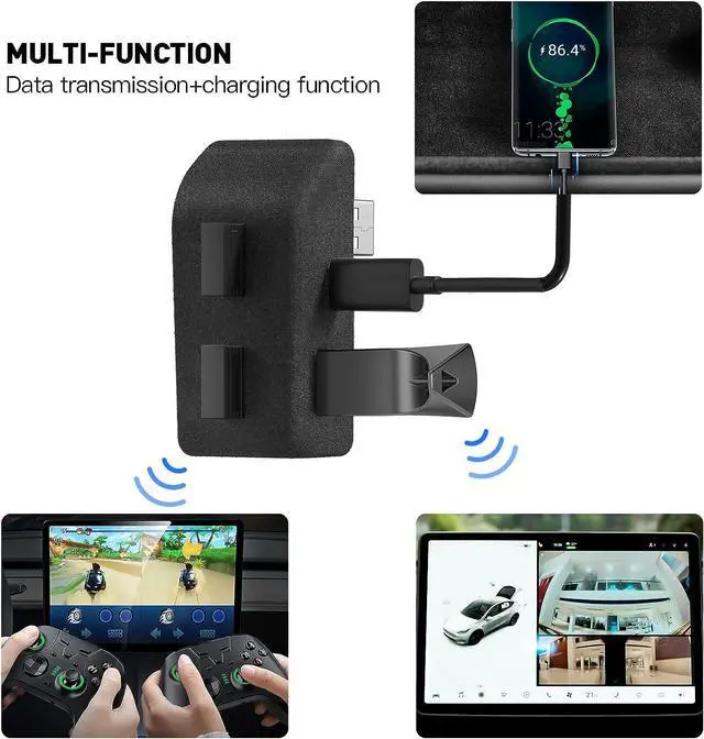 Alt view image 5 of 6 - YONZEE USB Hub for Tesla Model Y, 4-in-1 ABS Flocking Multi Port Glove Box Hub Flash Drive Docking Station for Charging Data Transferring Games Music, Accessories