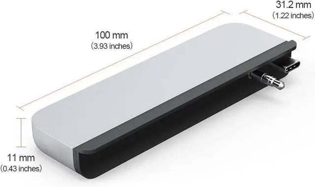 Alt view image 5 of 6 - Qwiizlab USB C Hub 5-in-1 Adapter, USB 3.0 Data Port, microSD Card Reader, 3.5mm Audio Port for 2024/23/22/21 14/16-inch MacBook Pro M4/M3/M2/M1 Pro/Max (Silver)
