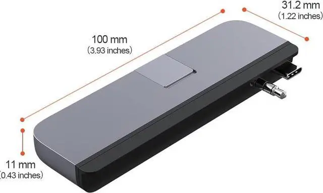 Alt view image 6 of 7 - Qwiizlab USB C Hub 5-in-1 Adapter, Gigabit Ethernet, USB 3.0 Port, microSD Reader, 3.5mm Audio Jack for 2023/2021 MacBook Pro 14'' and 16'' M3/M2/M1 Pro/Max (Gray)