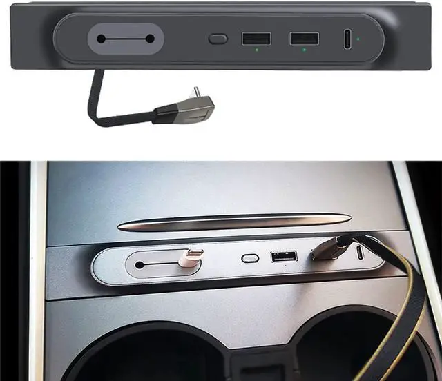 Main image of JEUCLEL New Upgraded USB Hub Docking Station of Center Console Smart Sensor for Tesla Model 3/Y 2021 2022 2023, Occupies Only One USB-C Port of The Car, USB Hub Multiport Adapter Accessories