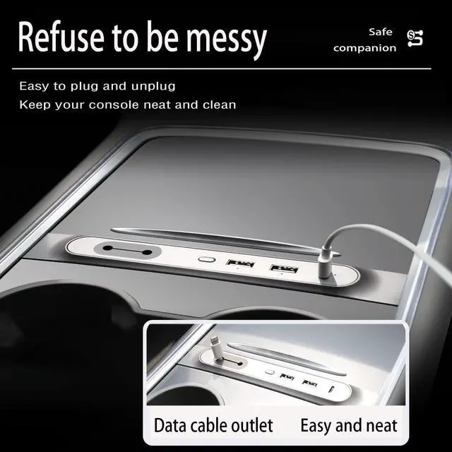 Alt view image 2 of 7 - JEUCLEL New Upgraded USB Hub Docking Station of Center Console Smart Sensor for Tesla Model 3/Y 2021 2022 2023, Occupies Only One USB-C Port of The Car, USB Hub Multiport Adapter Accessories