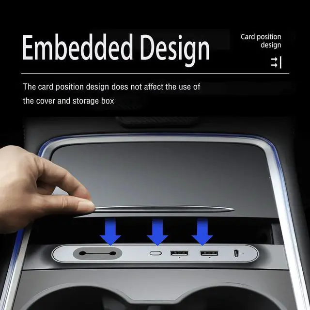 Alt view image 4 of 7 - JEUCLEL New Upgraded USB Hub Docking Station of Center Console Smart Sensor for Tesla Model 3/Y 2021 2022 2023, Occupies Only One USB-C Port of The Car, USB Hub Multiport Adapter Accessories