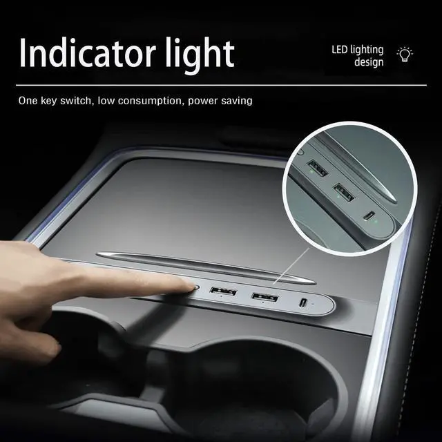 Alt view image 5 of 7 - JEUCLEL New Upgraded USB Hub Docking Station of Center Console Smart Sensor for Tesla Model 3/Y 2021 2022 2023, Occupies Only One USB-C Port of The Car, USB Hub Multiport Adapter Accessories