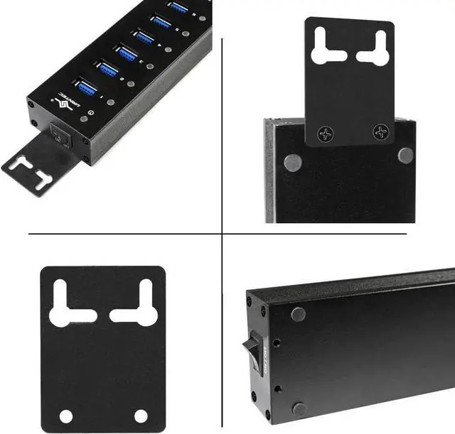 Alt view image 5 of 7 - Vantec 7-Port USB 3.0 Hub, Aluminum, Full Powered, Mountable, with All Ports Data & Charging Up to 1.5A, BC 1.2, Premium 12V/3A, 36W Power Adapter (UGT-AH710U3-BK),Black