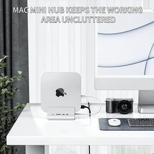 Alt view image 7 of 7 - USB C Hub for Mac Mini, Minisopuru Mac Mini Dock Support M.2 NVMe/SATA SSD, 5 in 1 Mac Mini Stand & Docking Station Mac Mini Accessories with 2 USB C 10Gbps Data, TF& SD, M.2 SSD(Not Included)
