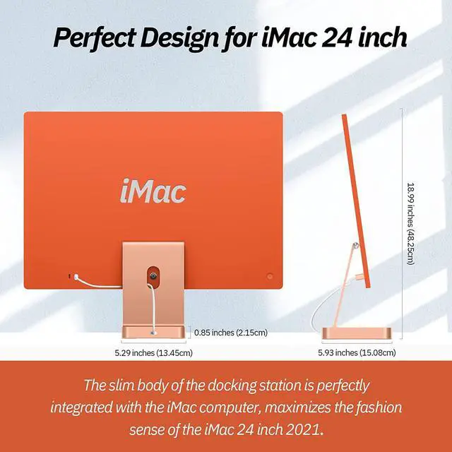 Alt view image 4 of 7 - USB C Hub for iMac 24 inch 2021, iMac USB C HUB Support M.2 NVMe SSD, Minisopuru 7 in 1 iMac Adapter, iMac Accessories with USB C 10Gbps, USB A 3.2, SD/TF Card Reader, M.2 SSD (Not Included), Orange.