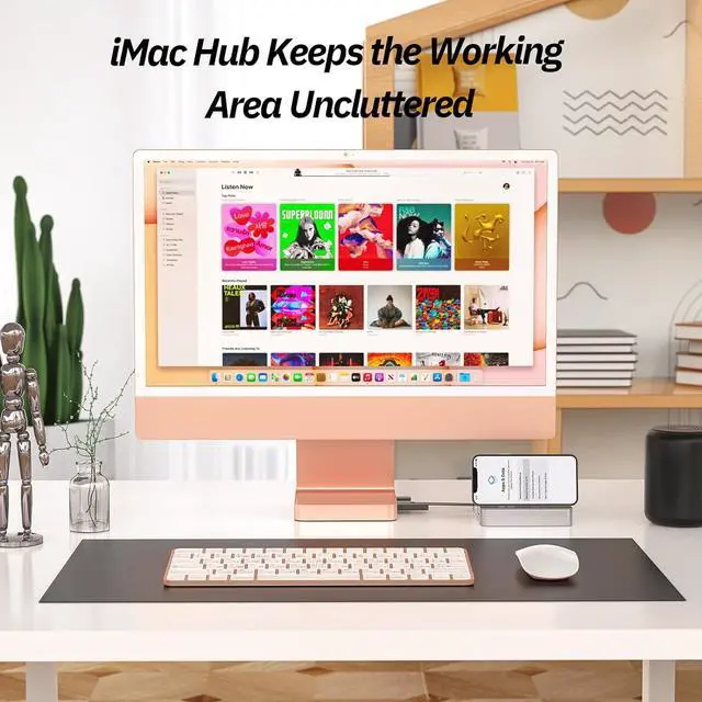 Alt view image 6 of 7 - USB C Hub for iMac 24 inch 2021, iMac USB C HUB Support M.2 NVMe SSD, Minisopuru 7 in 1 iMac Adapter, iMac Accessories with USB C 10Gbps, USB A 3.2, SD/TF Card Reader, M.2 SSD (Not Included), Orange.