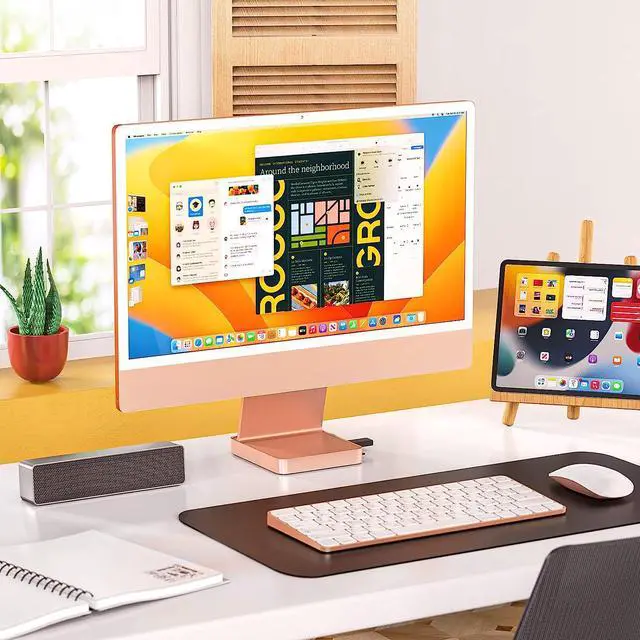 Alt view image 7 of 7 - USB C Hub for iMac 24 inch 2021, iMac USB C HUB Support M.2 NVMe SSD, Minisopuru 7 in 1 iMac Adapter, iMac Accessories with USB C 10Gbps, USB A 3.2, SD/TF Card Reader, M.2 SSD (Not Included), Orange.