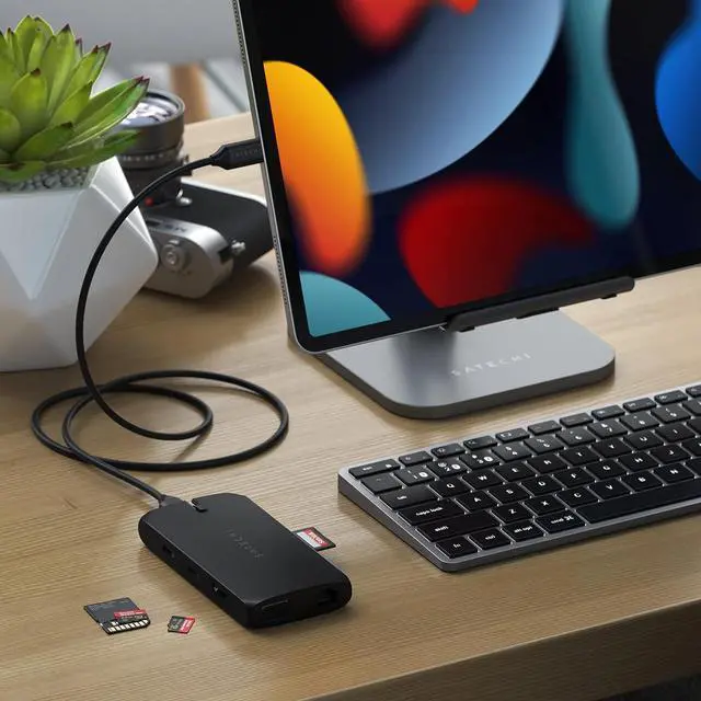 Alt view image 6 of 6 - Satechi USB C Multiport Adapter, USB C Hub 9 in 1, On-The-Go Multiport Adapter  for M2/ M1 MacBook Pro/Air, M2/ M1 iPad Pro/Air, M2 Mac Mini, iMac M1 (Black)