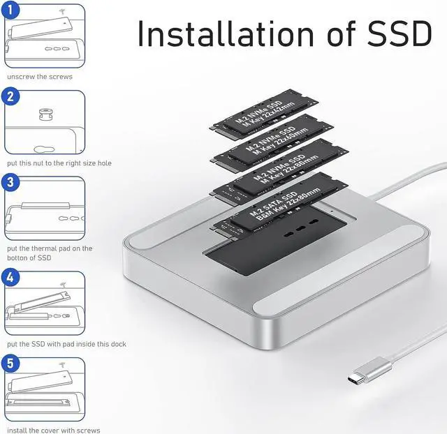 Alt view image 5 of 7 - USB C HUB for iMac 24 inch 2021, PULWTOP 7 in 1 USB Hub Adapter iMac Accessories with USB C 10Gbps 3*USB A SD/TF Card Reader, Docking Station Support Expand M.2 NVMe SSD (Not Included)