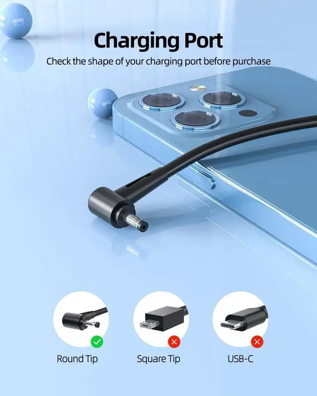 Alt view image 3 of 7 - 65W 45W AC Charger Fit for Asus Vivobook S S14 S15 15 S412FA S412F S412 S15 S512FL S512FA S512F S512 Laptop Power Supply Adapter Cord