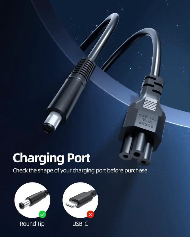 Alt view image 2 of 7 - 90W AC Charger Fit for Dell Inspiron One 20" 22" 24" 32" 3000 5000 Series Desktop Power Supply Adapter Cord