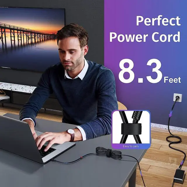 Alt view image 6 of 7 - 95W 90W 65W USB C Laptop Charger for Lenovo ThinkPad T480 T490 T480s T580s E480 E580 Chromebook Yoga for Dell XPS 13 9360 9370 Latitude 7420 7320 7390 for HP Type C AC Adapter Power Supply Cord