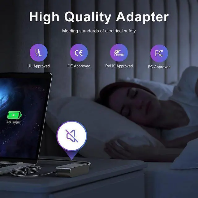 Alt view image 5 of 7 - 95W 90W 65W USB C Laptop Charger for Lenovo ThinkPad T480 T490 T480s T580s E480 E580 Chromebook Yoga for Dell XPS 13 9360 9370 Latitude 7420 7320 7390 for HP Type C AC Adapter Power Supply Cord