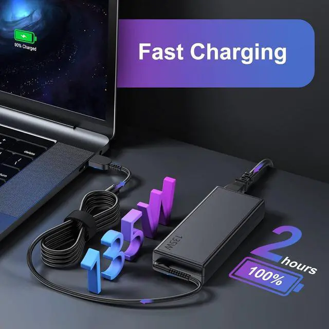 Alt view image 4 of 7 - 135W 20V 6.75A Laptop Charger Compatible for Lenovo AC Adapter Slim Tip 888015027 IdeaPad Y50-70 Y40-70 Y700 ThinkPad T440p T540p T570 W540 Gaming Yoga 9i ADL135NLC3A Power Supply Cord