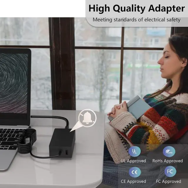 Alt view image 6 of 6 - 65W Charger Fit for Microsoft Surface Pro 6 5 4 X Laptop Adapter Power
