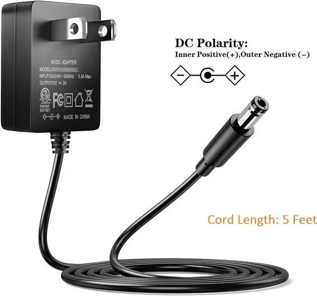 Alt view image 7 of 7 - 5V 2A Power Supply Adapter 10W AC100-240V to DC 5 Volt 2Amp Versatile Charger Cord with 8 Plugs for USB Hub TV Box Tablet Camera Speaker GPS Webcam Router and More 5vdc Electronics 5FT