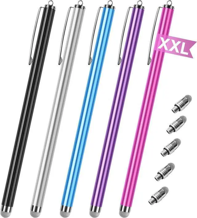 Main image of Stylus pens for Touch Screens [5 Pack Long Pen Body] Fiber mesh Tips High Sensitivity & Fine Point Capacitive Pen Compatible for ipad iPhone Android Tablet Laptop  Surface Chromebook