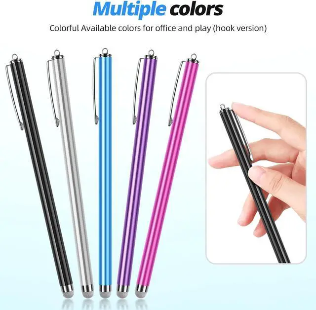 Alt view image 6 of 6 - Stylus pens for Touch Screens [5 Pack Long Pen Body] Fiber mesh Tips High Sensitivity & Fine Point Capacitive Pen Compatible for ipad iPhone Android Tablet Laptop  Surface Chromebook