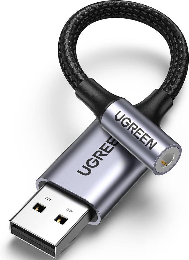 Main image of USB to 3.5mm Jack Audio Adapter Sound Card Support Mic TRRS Headphone DAC 24bit 96kHz Nylon Braided USB to Aux Jack Compatible with Windows Mac Linux PC PS5 PS4 Switch 2 Speaker 9.8 Inch