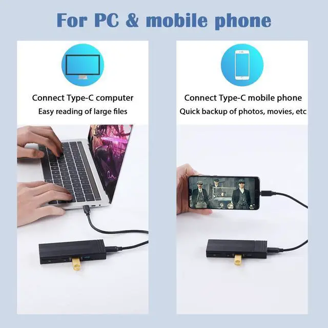 Alt view image 5 of 7 - M.2 NVMe SSD Enclosure Adapter Tool-Free, USB 3.2 Gen 2 10Gbps HDD Adapter MKey(B+M Key) SSD Reader, with 2 Port USB Type-A and SD/TF Cardread, Support UASP Trim for 2242/2260/2280