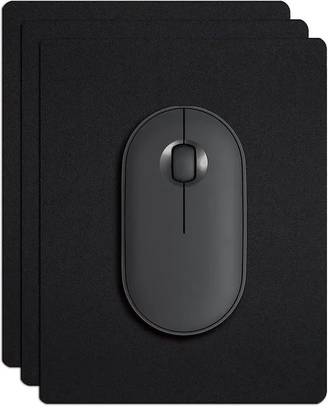 Main image of Small Mouse Pad 3 Pack Mini Mouse Pads for Wireless Mouse and Laptop Computer Portable Mousepad with Non-Slip Rubber Base & Waterproof Surface - Black -5.5 x 7 in