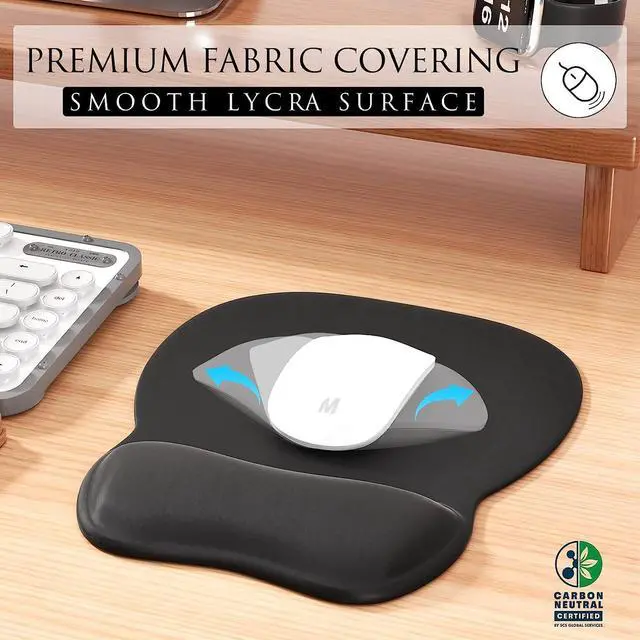 Alt view image 2 of 7 - Ergonomic Mouse Pad with Gel Wrist Rest Comfortable Mousepad with Smooth Wrist Support Surface and Non-Slip PU Base for Pain Relief Computer Laptop Office & Home 9.4 x 8.1 in Black Color