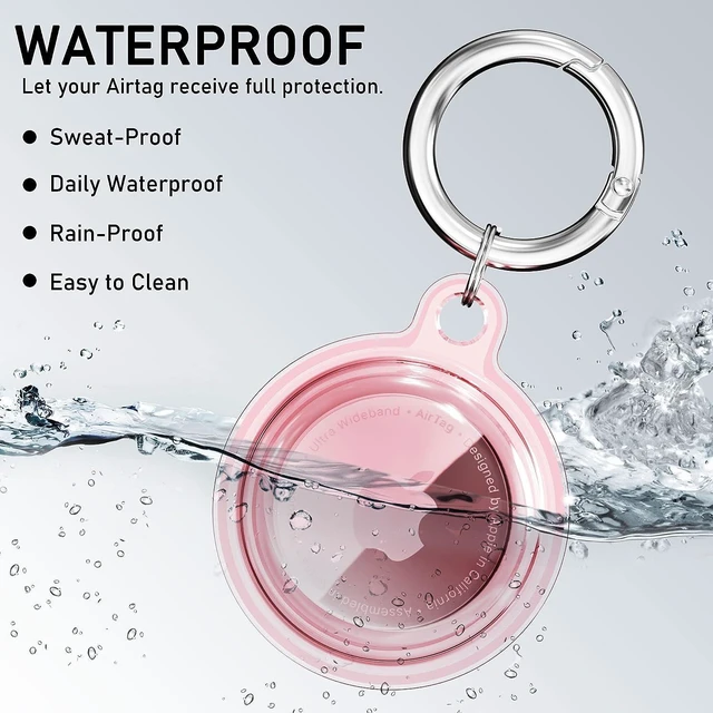 Alt view image 3 of 14 - Waterproof Airtag Holder, D 4 Pack Airtag Keychain, AirTag Case for Dog Collar, Luggage, Keys, Full Body Anti-Scratch Protective (4 Colors)