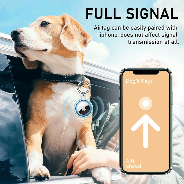 Alt view image 6 of 14 - Waterproof Airtag Holder, D 4 Pack Airtag Keychain, AirTag Case for Dog Collar, Luggage, Keys, Full Body Anti-Scratch Protective (4 Colors)