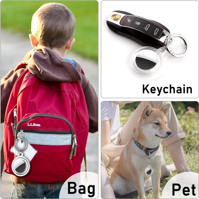 Alt view image 7 of 14 - Waterproof Airtag Holder, D 4 Pack Airtag Keychain, AirTag Case for Dog Collar, Luggage, Keys, Full Body Anti-Scratch Protective (4 Colors)