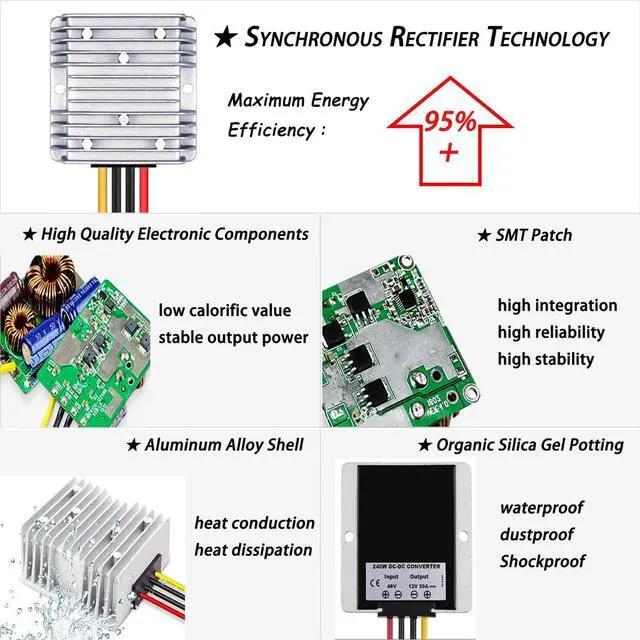 Alt view image 5 of 7 - DC 12V Step Up to 24V Boost Converter 5A 120W DC Voltage Regulator Power Converter Adapter Waterproof Module Transformer for Golf Cart Club Car LED Light