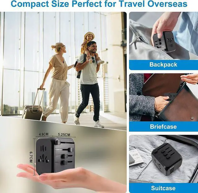 Alt view image 5 of 7 - Universal Travel Adapter, HITRENDS International Power Adapter, All in One Wall Outlet Adaptor Charger with High Speed 2.4A 3USB & 3.0A Type-C, Worldwide Travel Plug Adapter for US European UK AUS