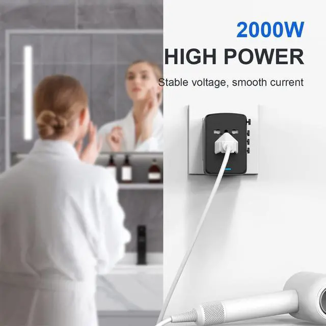 Alt view image 7 of 7 - Universal Travel Adapter, MKSENSE International Power Plug Adapter with 3 USB Ports & 2 Type-C Port (5V/3A), PD 35W, 4 AC Outlet Adaptor Charger for US to Most of Europe Iceland Spain Italy France