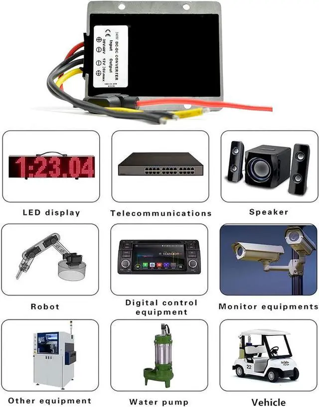 Alt view image 7 of 7 - QJFCare Golf Cart DC/DC Converter Regulator 36V 48V Step Down to 12V 20A 240W, Power Supply Module Buck Transformer, Waterproof Voltage Reducer, for Golf Cart, Forklifts, Car, Truck