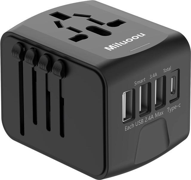 International Travel Adapter Universal Power Adapter Worldwide All in One 4  USB with Electrical Plug Perfect for European US, EU, UK, AU 160 Countries