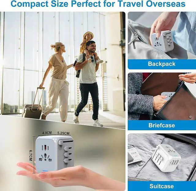 Alt view image 5 of 7 - Universal Travel Adapter, HITRENDS International Power Adapter, All in One Wall Outlet Adaptor Charger with High Speed 2.4A 3USB & 3.0A Type-C, Worldwide Travel Plug Adapter for US European UK AUS