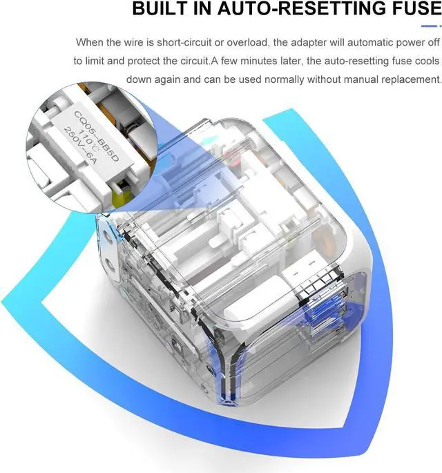 Alt view image 6 of 7 - Universal Travel Adapter, HITRENDS International Power Adapter, All in One Wall Outlet Adaptor Charger with High Speed 2.4A 3USB & 3.0A Type-C, Worldwide Travel Plug Adapter for US European UK AUS