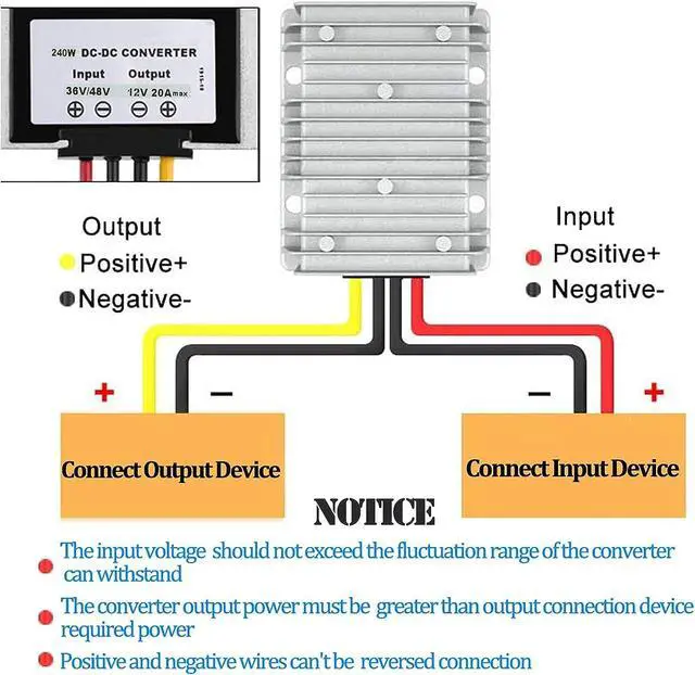 Alt view image 2 of 7 - QJFCare Golf Cart DC/DC Converter Regulator 36V 48V Step Down to 12V 20A 240W, Power Supply Module Buck Transformer, Waterproof Voltage Reducer, for Golf Cart, Forklifts, Car, Truck