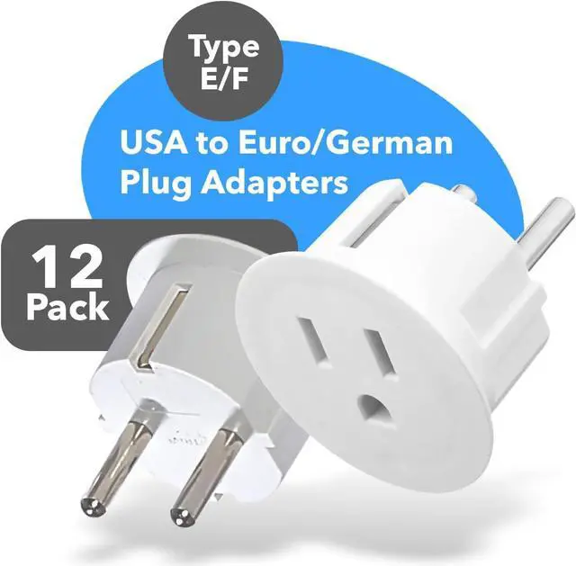 Alt view image 2 of 7 - OREI American USA To European plug adapter  Type E/F schuko plug adapter - Use in Germany, France, & more - CE Certified  For Mobile, Laptop & Camera Chargers - 12 Pack