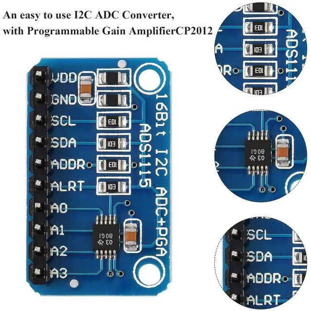 Alt view image 4 of 7 - Weewooday 6 Pieces ADS1115 Analog-to-Digital Converter 16 Bit ADC 4 Channel Module Converter with Programmable Gain Amplifier ADC Converter Development Compatible with Arduino/Raspberry Pi