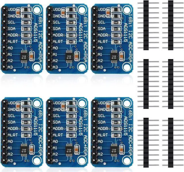 Main image of Weewooday 6 Pieces ADS1115 Analog-to-Digital Converter 16 Bit ADC 4 Channel Module Converter with Programmable Gain Amplifier ADC Converter Development Compatible with Arduino/Raspberry Pi