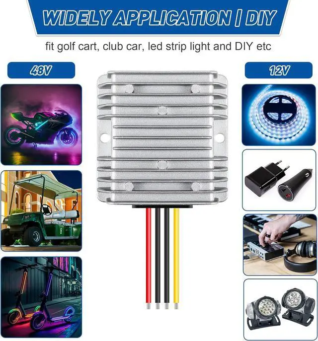Alt view image 4 of 7 - Dreyoo 2 Pack 36V 48V to 12V Converter Golf Cart Voltage Reducer, 10A 120w DC to DC Buck Converter 12 Volt Voltage Regulator for Golf Cart Club Car Audio LED Strip Light Universal Power Stabilizer