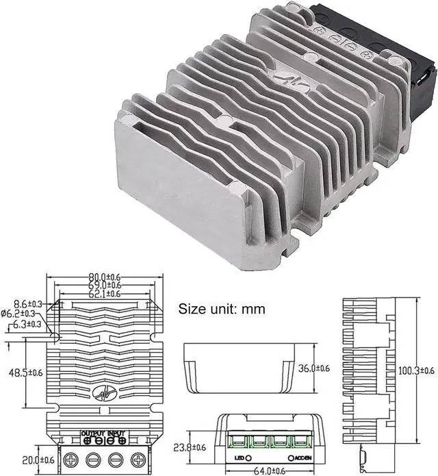 Alt view image 6 of 7 - 36V/48V to 12V 60A 720W Step-Down Transformer DC to DC Buck Converter DIY Power Supply