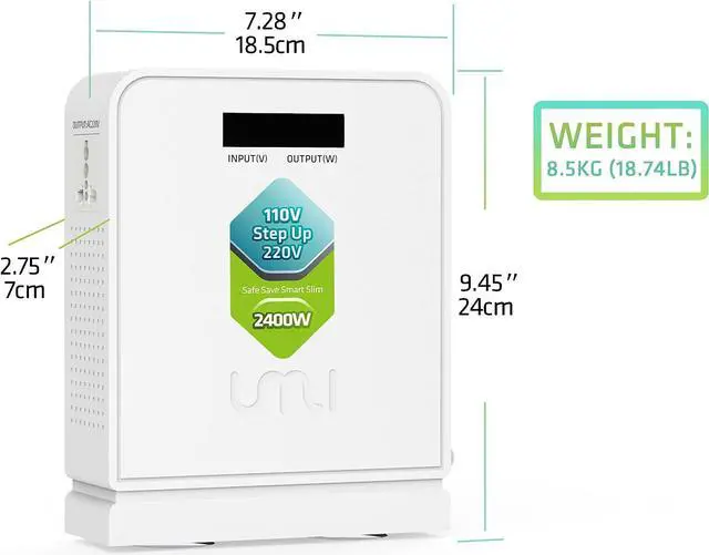 Alt view image 2 of 7 - 2400W Step Up Voltage 110v to 220v Converter, Heavy Duty Power Converter 110v to 220v, Power Transformer for Large Capacity Device, Step Up 110v to 220v - Converter for Europe Appliance