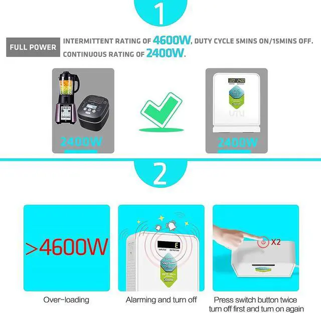 Alt view image 3 of 7 - 2400W Step Up Voltage 110v to 220v Converter, Heavy Duty Power Converter 110v to 220v, Power Transformer for Large Capacity Device, Step Up 110v to 220v - Converter for Europe Appliance