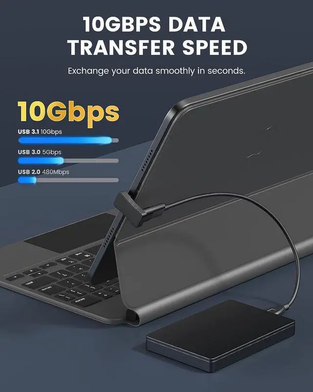 Alt view image 5 of 7 - 180 Degree Angle USB C Adapter 2 Pack U Shape USB-C Male to USB-C Female Adapter Connector with PD 100W/10Gbps USB-C 180 Angle Extender for Steam Deck/Switch/iPhone 15 Series/Laptop/Tablet