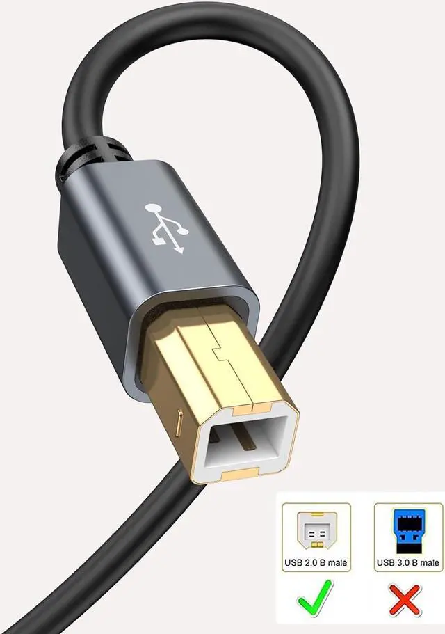 Alt view image 5 of 6 - USB Printer Cable 5FT USB 2.0 Printer Cable to Computer USB A to USB B Printer Cord for HP Brother Epson Canon Piano Dac Aluminum Case Space Gray 1.5m