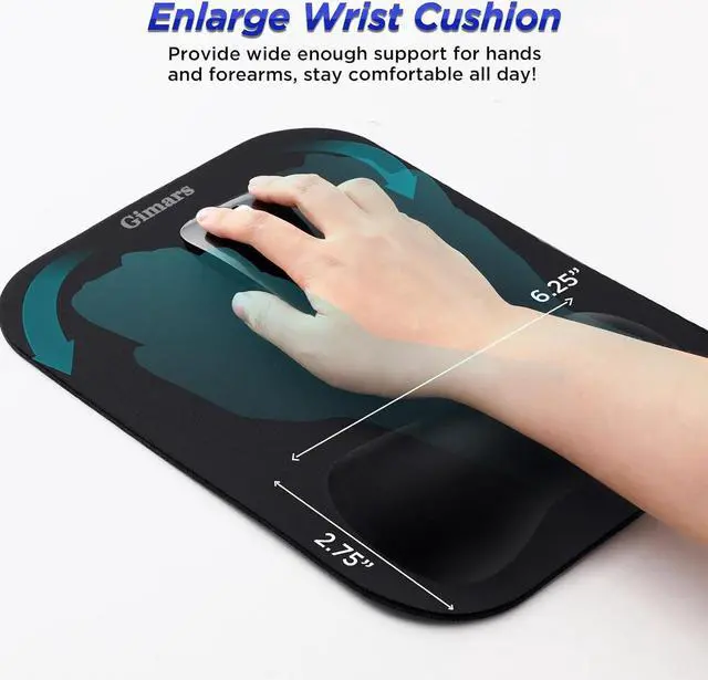 Alt view image 6 of 7 - Mouse Pad with Wrist Rest Large Smooth Superfine Fibre Memory Foam Ergonomic Mouse Pad Comfortable Mousepad with Nonslip Base for Pain Relief Laptop Computer Gaming Office 11 x 8.26
