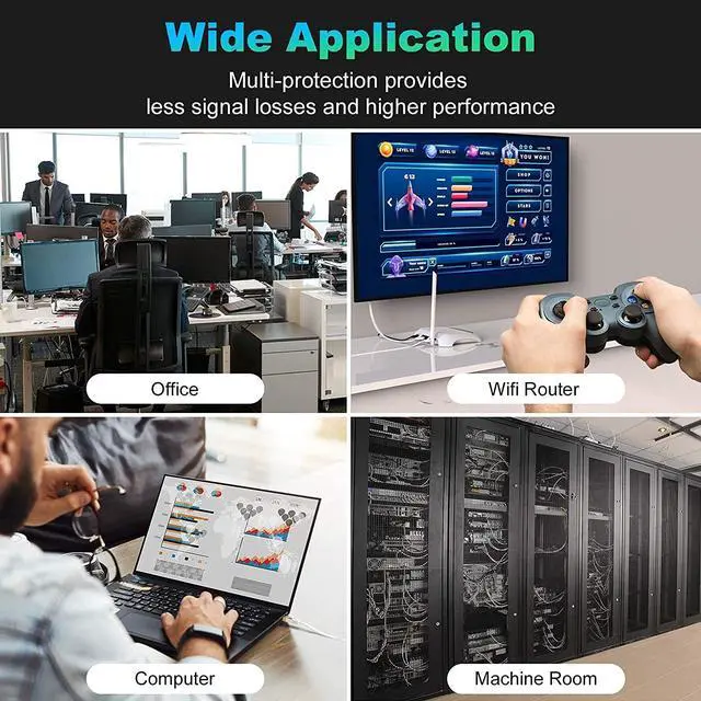 Alt view image 7 of 7 - Cat 7 Ethernet Cable 100 ft High Speed, Flat Internet Network LAN Wire, Long Shielded Patch Cord for Modem, Switch, Router, Xbox, Faster Than Cat5e/Cat5/Cat6/Cat6e,  100 feet, Free Cable Clips