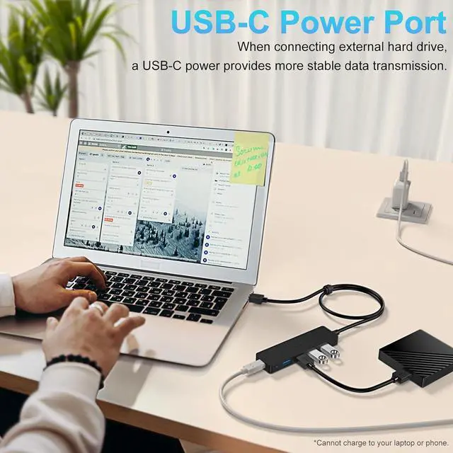 Alt view image 5 of 7 - Aceele USB Hub 3.0 Splitter with 2ft Extension Long Cable Cord
